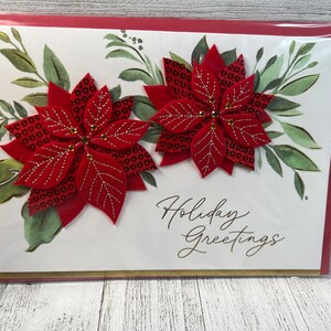 Weihnachtszeit - Doppelte rote Weihnachtssterne - Papyrus Grußkarte (eine)