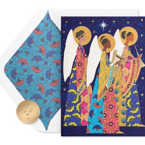 Navidad - Paz, Sabiduría y Alegría Religiosa - Tarjeta de felicitación en papiro (Nueva) (Una)