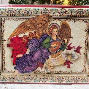 Weihnachtszeit - Feiertagsengel mit Mandoline durch Peggy Toole - Papyrus Grußkarte (eine) Neu