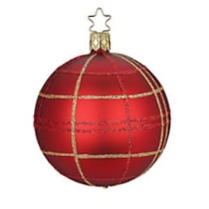 Inge-Glas Dressy Check Hand Painted Glass Ball German Ornament