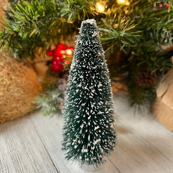 Snow Flocked Bottle Brush Tree 5” Three Colors Pull Down Menu