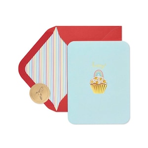 Verjaardag - regenboogcupcake - papyruswenskaart wenskaart (EEN)