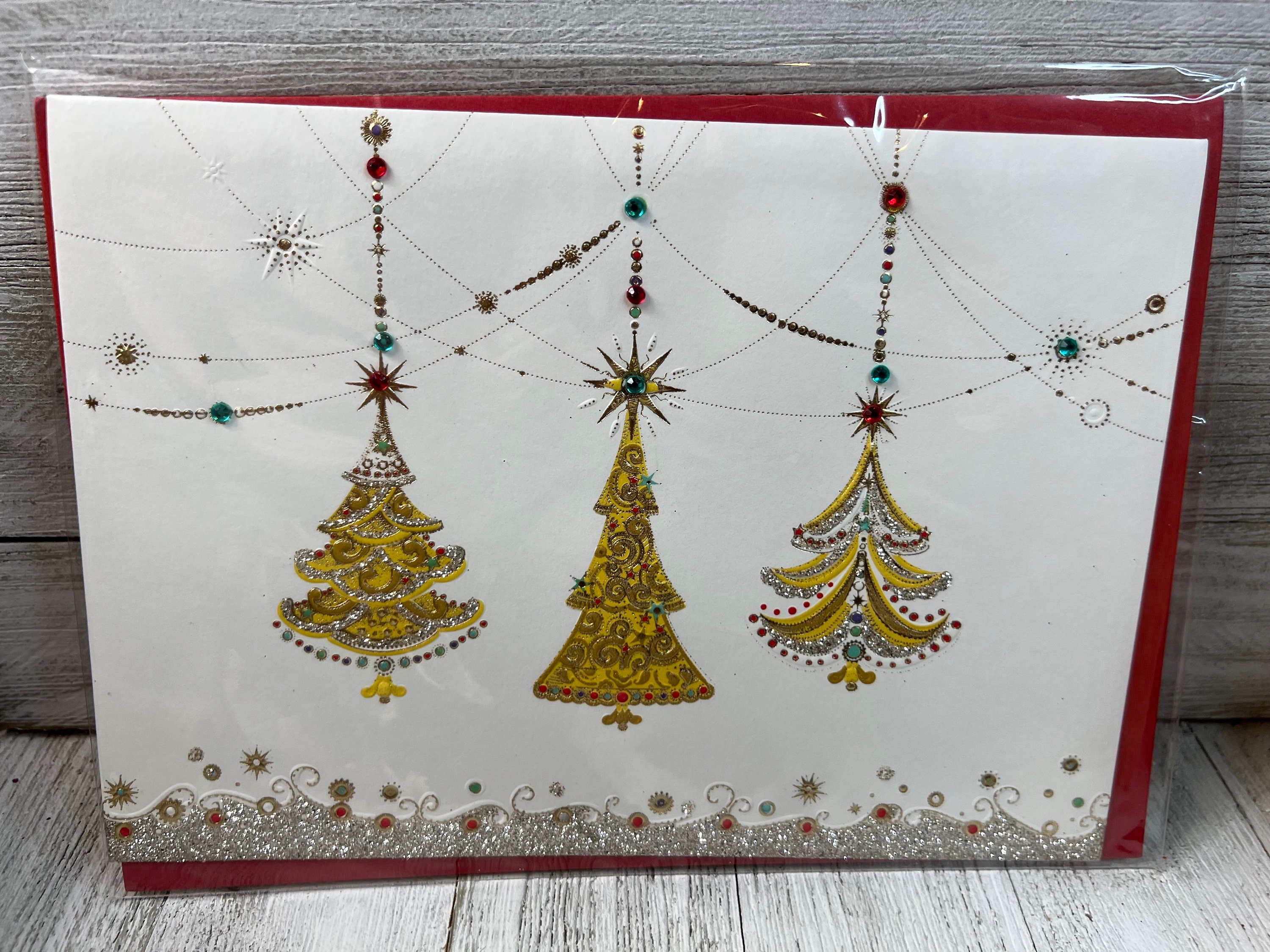Weihnachtskarte „Friedliche Feiertage“ Von Papyrus – Mit Glitzer, Edelsteinen & Umschlag