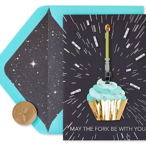 Geburtstag - Lichtschwert Cupcake Geburtstag - Papyrus Grußkarte NEU (EINE)