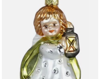 Inge-Glas White Angel with Lantern German Glass