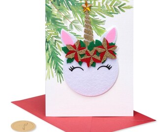 Papyrus Merry And Magical Holiday Card For Kids - Unicorn Christmas Greeting Card With Ornament
