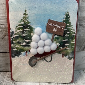 Kerstseizoen: sneeuwballen te koop! - Papyruswenskaart (één) Nieuw