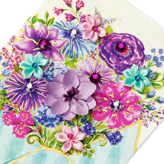 Papyrus Geburtstagskarte Für Sie – Design Von Bella Pilar Mit Blumen, Edelsteinen & Folienprägung