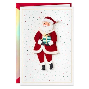 Cartão de Natal Hallmark Signature Fun Surpresas Papai Noel com Cartão de Natal de Presente (Um)