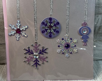 Christmas Season - Silver & Purple Ornaments - Papyrus Greeting Card (One) New