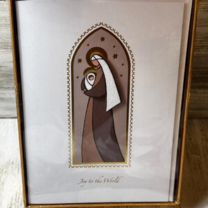 Tarjetas en caja con relieve dorado de Niño Jesucristo, alegría para el mundo, 10 unidades