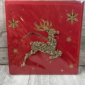Weihnachtszeit - Dekorativer Gold Hirsch - Papyrus Grußkarte neu versiegelt (eine)