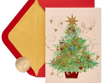Christmas Season - Gorgeous Christmas Tree  Papyrus Greeting Card (One)