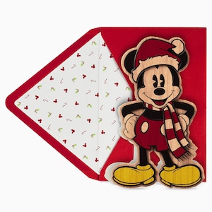 Weihnachtskarte (Holz Micky Maus) Hallmark Signature Weihnachtskarte (Eine)