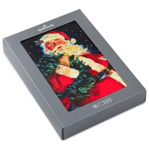 Cartões de Natal Hallmark Jolly Santa Claus Cartões de Natal em caixa, pacote com 16