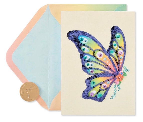 Papyrus Geburtstagskarte Für Sie – 'Bold Butterfly' Mit Schmetterling-Aufsatz, Edelsteinen & Premium-Umschlag