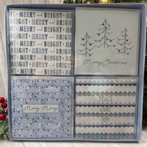 Punch Studio 20 Christmas Cards & Envelopes Boxed Set Blue