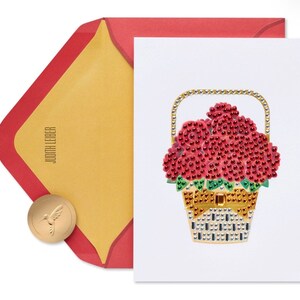 Blank - Judith Lieber Gemmed Rose Basket Blank Card New Papyrus Greeting Card (ONE)