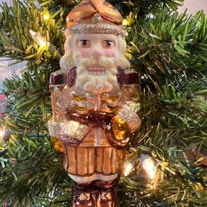 Lauscha Nutcracker XL Gold and Brown Large German Glass