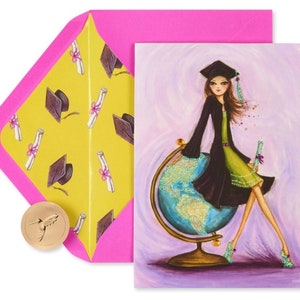 Abitur - Look Out World - Bella Pilar Papyrus Grußkarte (EINE) Neu