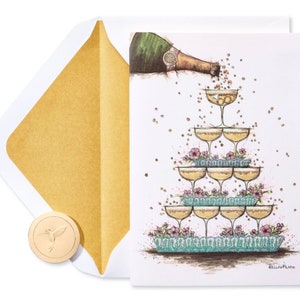 Boda - Pirámide de Champán - Tarjeta de felicitación Papyrus (Nueva) de Bella Pilar