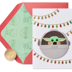 Kerstseizoen - Baby Yoda Star Wars - Papyruswenskaart (één) Nieuw