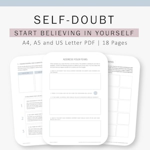 Dudas sobre uno mismo, Bullet Journal, Planificador digital, Salud mental, Diario de terapia, Ansiedad, Planificador imprimible, Insertos para carpetas A4, A5, Carta EE. UU.