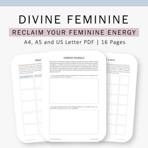 Diario de Energía Femenina Divina, Feminidad Herida, Recupera tu Energía Femenina, Trabajo con la Sombra, Insertos para Carpeta, A4, A5, Carta EE. UU.