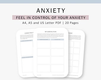 Anxiety Journal, Mental health, Therapy Bullet Journal, Digital Templates, Writing Journal, Printable Binder inserts A4, A5, US Letter