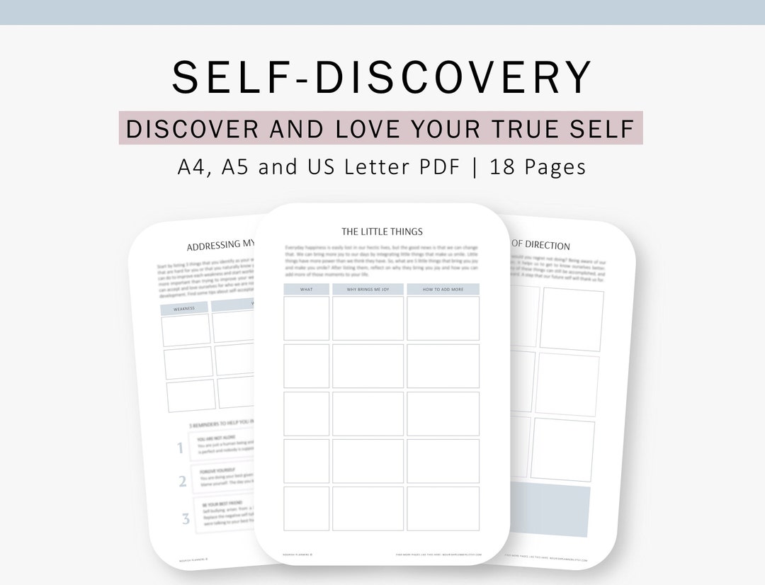 Self Discovery Journal, Self Love, Self Improvement, Printable Pages ...