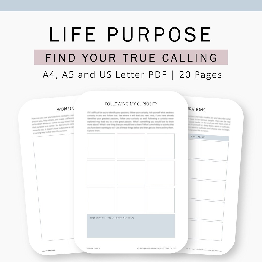 Life Purpose Journal Self Discovery Printable Journal Etsy