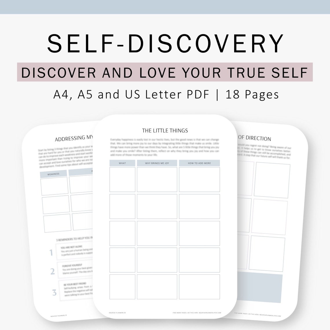 Self Discovery Journal Self Love Self Improvement Printable - Etsy