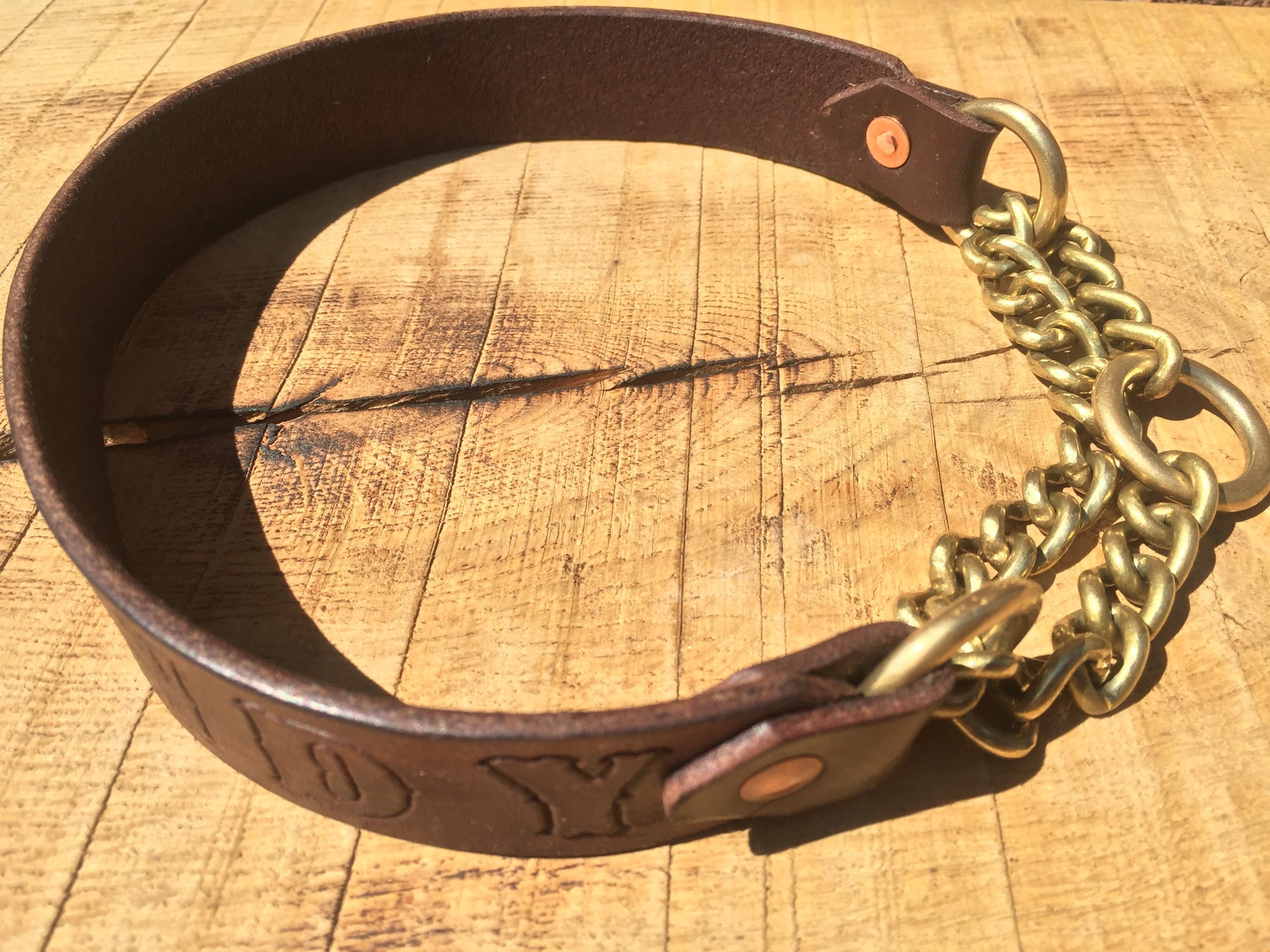 leather martingale fixed half check dog collar super stong and Etsy