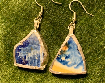 Pendientes Drop hechos con piezas de cerámica que encontré en las aguas locales de Nueva Jersey y Pensilvania