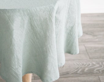 Oval classic pastel tablecloth/Custom light linen tablecloth/Extra long stonewashed linen tablecloth/Handmade dusty tablecloth