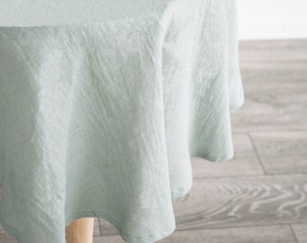 Nappe ovale pastel classique/Nappe en lin clair personnalisée/Nappe extra longue en lin délavé/Nappe poussiéreuse faite main