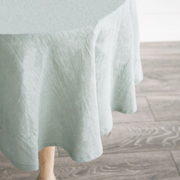 Nappe ovale pastel classique/Nappe en lin clair personnalisée/Nappe extra longue en lin délavé/Nappe poussiéreuse faite main