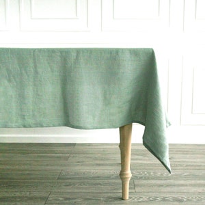 Rustic Rectangle Tablecloth From Softened Linen, Handmade Boho Wedding Tablecloth, Natural Waste-Free Tablecloth From Stone Washed Linen image 4