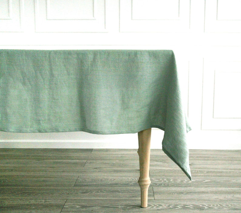 Rustic Rectangle Tablecloth From Softened Linen, Handmade Boho Wedding Tablecloth, Natural Waste-Free Tablecloth From Stone Washed Linen image 4