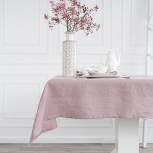 Rustic Rectangle Tablecloth From Softened Linen, Handmade Boho Wedding Tablecloth, Natural Waste-Free Tablecloth From Stone Washed Linen image 5