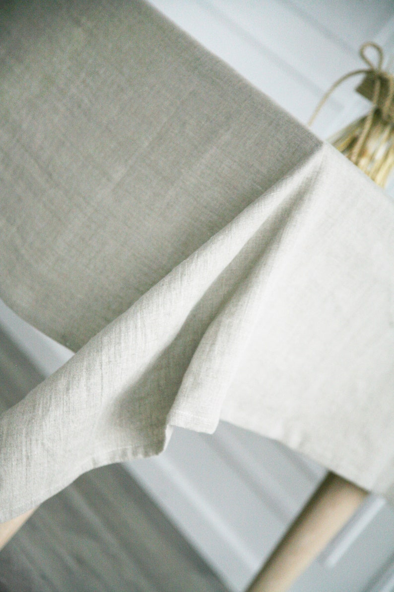 Rustic Rectangle Tablecloth From Softened Linen, Handmade Boho Wedding Tablecloth, Natural Waste-Free Tablecloth From Stone Washed Linen image 2