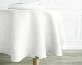 Extra large round stonewashed linen tablecloth / Handmade pastel plain softened linen tablecloth / U.S. import taxes included