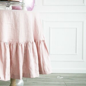 Pink Ruffle Tablecloth Extra Large Round Ruffled Dusty Rose Tablecloth / Custom Soft Pink ...