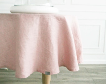 Oval classic dusty rose tablecloth/Custom light linen tablecloth/Pastel stonewashed linen tablecloth/Handmade tablecloth from linen
