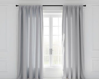 Stonewashed linen curtains | Boho curtain panels from soft organic linen fabric | Sheer curtains for high and big windows or doors