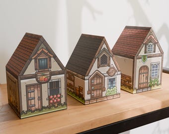 Printable Paper Houses PDF Template | DIY Village Craft Kit, Color & Draw-Your-Own Blank Templates