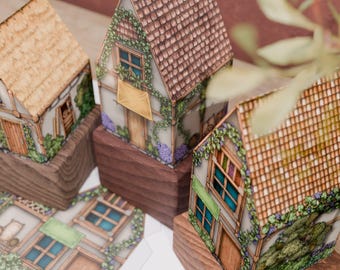 Printable Tiny Village | Screen-Free Activity | 4 Cottages | Includes Color & Draw-Your-Own Blank Templates | Instant Download