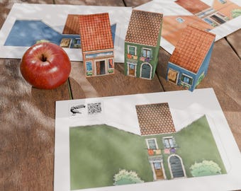 Colorful Paper Houses PDF Template | Screen-Free Activity