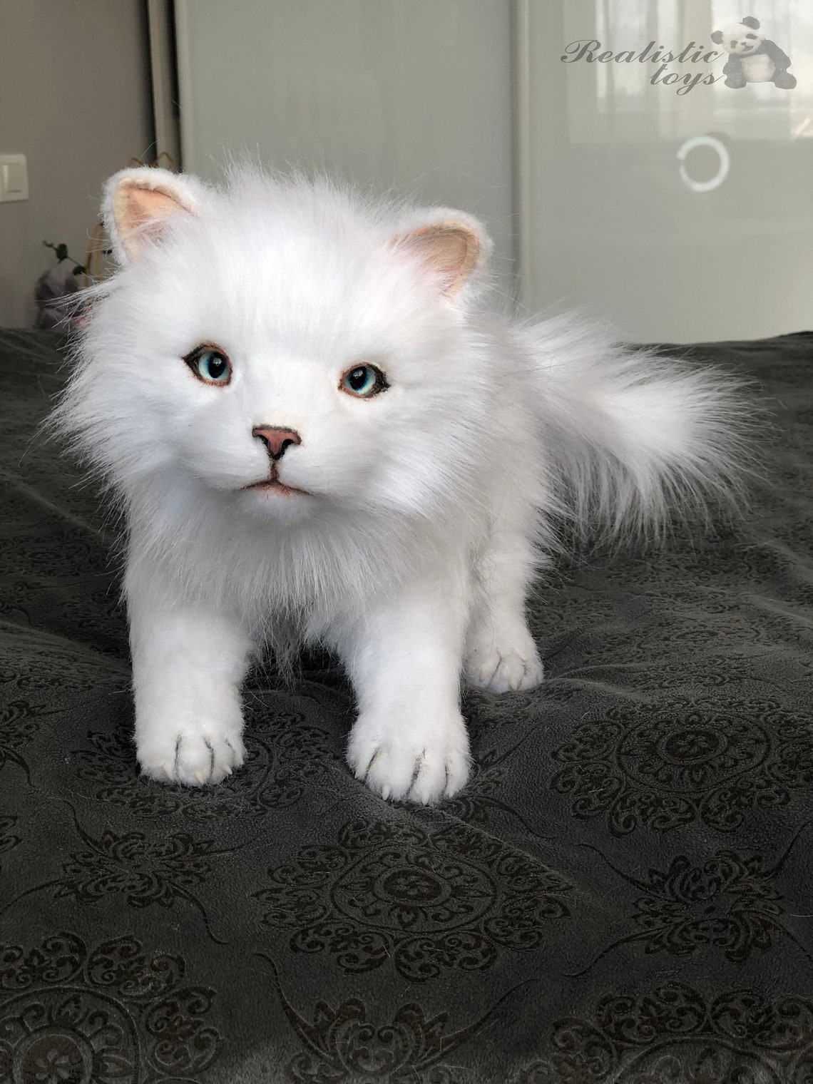 Realistic white cat toy cat stuffed animal kitten toy OOAK | Etsy