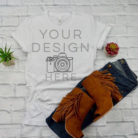 3001c Bella Canvas Mock Up White T Shirt Mock Up Ladies Etsy